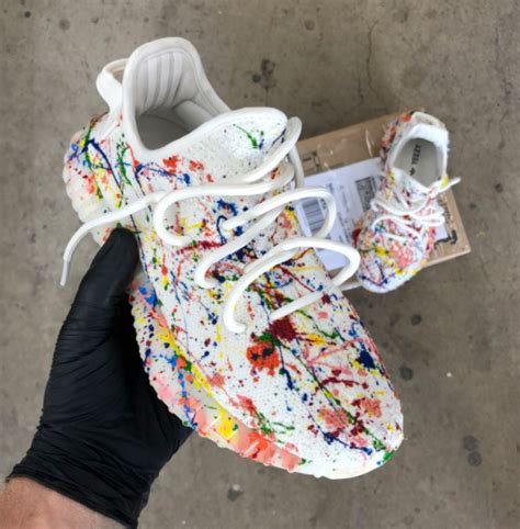 Custom Paint Rainbow Splattered Adidas Yeezys B Street Shoes