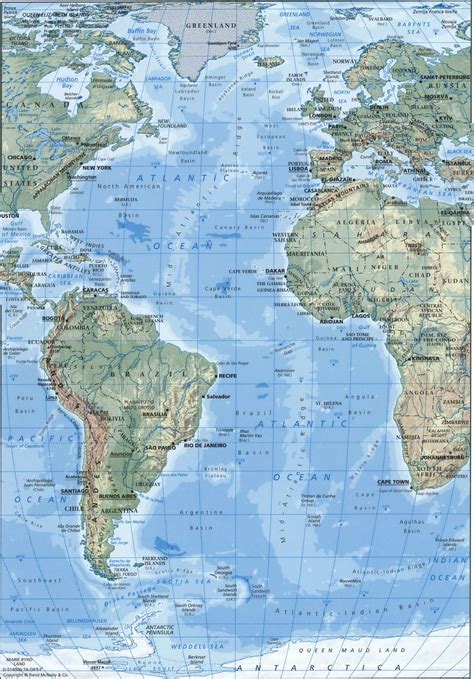 Detailed Map Atlantic Ocean Free Printable Map Of Atlantic Ocean
