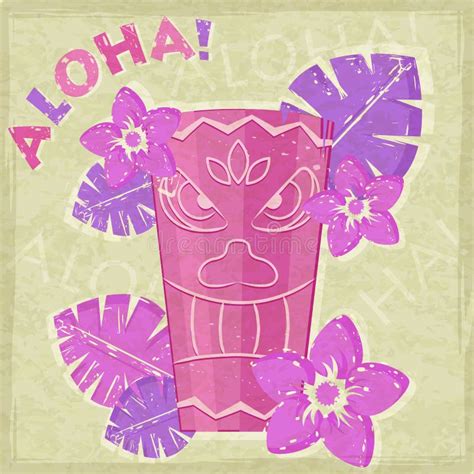 Vintage Vacation Retro Aloha Card Stock Vector Illustration Of Floral Flyer