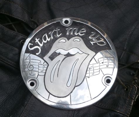 Hand Engraved Harley Davidson Derby Cover Rolling Stones Logo With