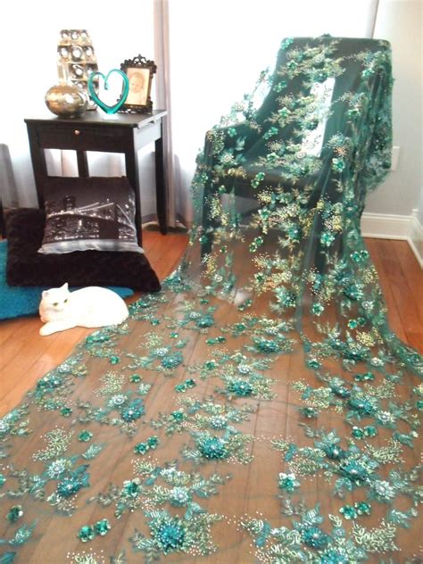 Fabric decor mirror catalog accessories furniture home decor decoration home room decor mirrors. Embroidered 3D Applique Fabric Teal Sequin Rhinestone Floral Design DH78