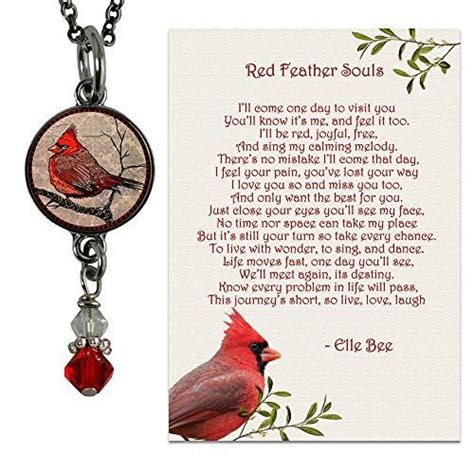 I love that they are styled around lotus flowers and how unique each pair looks. Grief Sympathy Gift Cardinal Necklace with Red Feathered ...