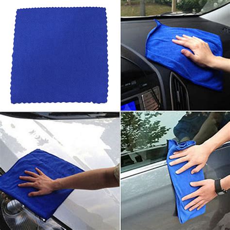 2pcs Blue Soft Absorbent Wash Cloth Car Auto Care Microfiber Cleaning