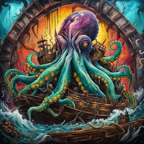 Kraken Destroying The Ship 🐙🏴‍☠️⚓️ Ai Generated Artwork Nightcafe