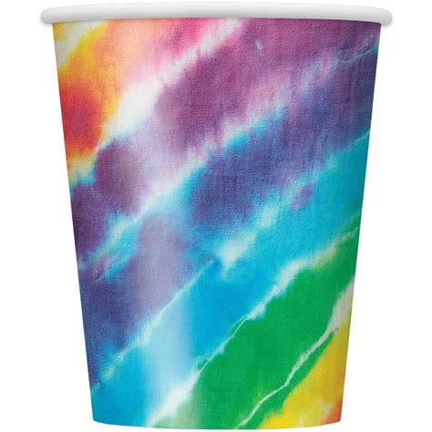 9oz paper rainbow tie dye cups 8ct