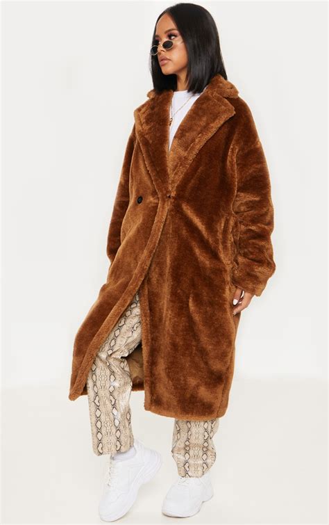Brown Faux Fur Coat Coats And Jackets Prettylittlething Aus