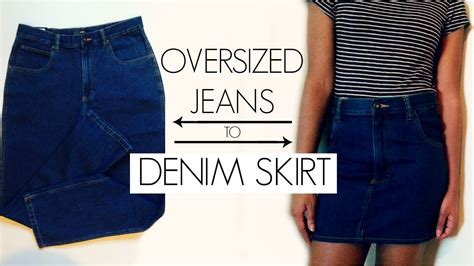 Diy Oversized Jeans To Denim Skirt Youtube
