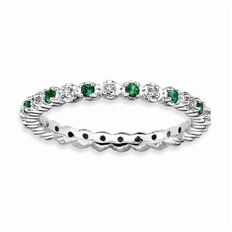 Sterling Silver Stackable Expressions Emerald Ring Emerald Diamond Ring Diamond Rings For