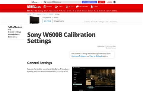 Sony W600b Calibration Settings
