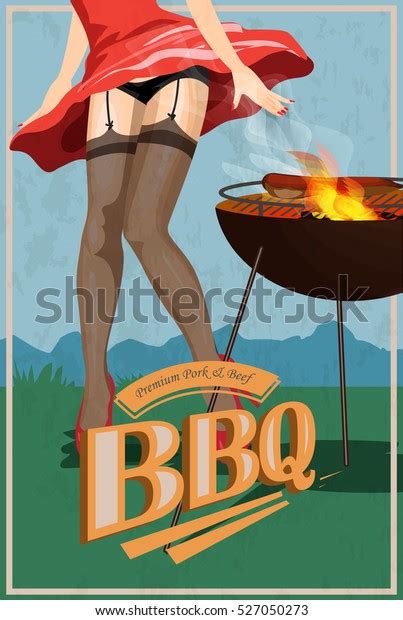 Sexy Grilling Woman Pin Girl Stockings Stock Vector Royalty Free