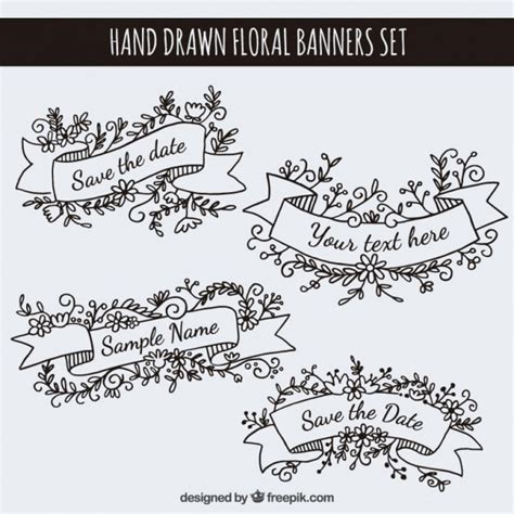 Free Vector Hand Drawn Floral Banners Set