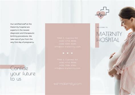maternity hospital ad with happy pregnant woman brochure 29 7x21сm graphics template edit