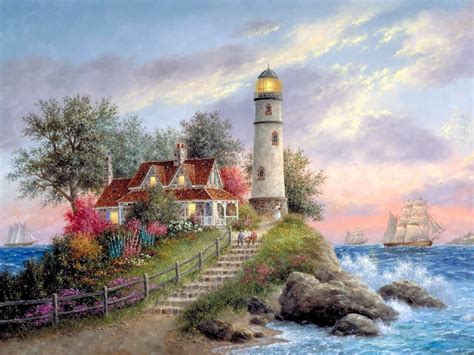 Pin By Mary Bird On Favorite Artists Thomas Kinkade Thomas Kinkade Art Ocean Artwork