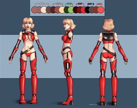 Scifi Girl Turnaround By Pinkuh On Deviantart Character Model Sheet