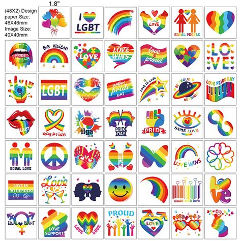 buy howaf gay pride tattoos lgbt rainbow temporary tattoo sticker 48 designs 96pcs rainbow