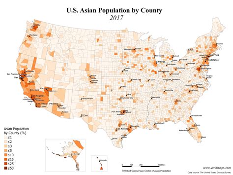 Us Asian Population By County 1990 2017 Vivid Maps