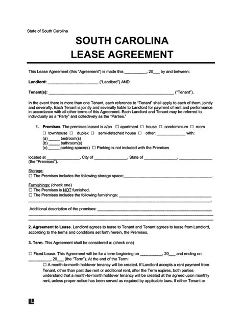 South Carolina Residential Lease Agreement Create And Download