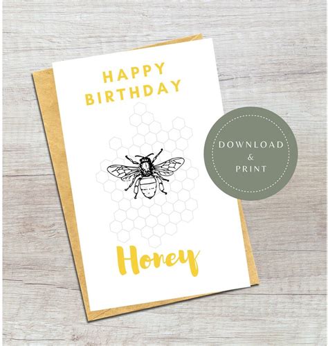 Digital Birthday Card Printable Happy Birthday Honey Card Etsy