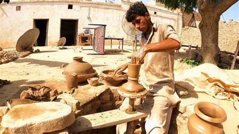 Clay Pottery Making On Wheel Eng Sub Amazing Talent Of Potter In