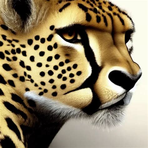 A High Quality Portrait Of A Male Human Cheetah Hybrid Stable