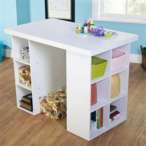 Looking for the perfect counter height craft table? White Craft Table 4 Adjustable Shelves Working Table ...