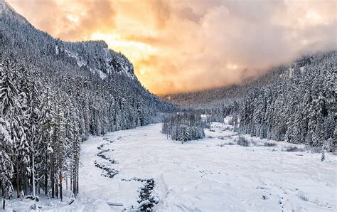 5k Free Download Earth Winter National Park Nature Snow Sunset