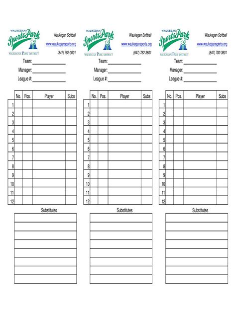 Blank Lineup Card Baseball Rachaels Cards