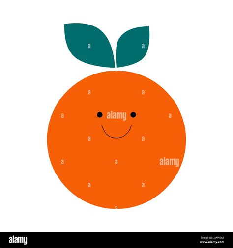 Cute Funny Cartoon Orange Character Emotions Fruit Smilie Vector