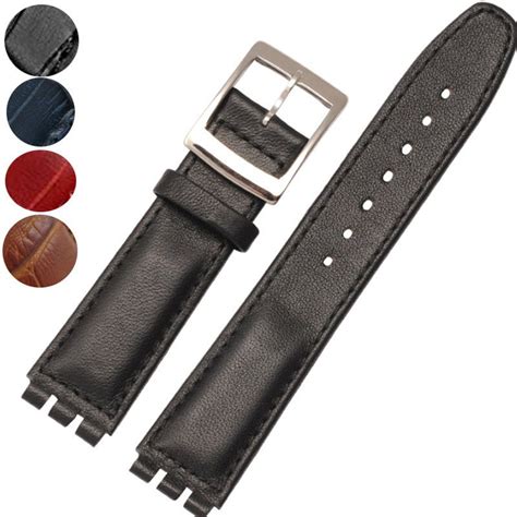 17mm Genuine Leather Standard Swatch Replacement Watch Band Strap Black