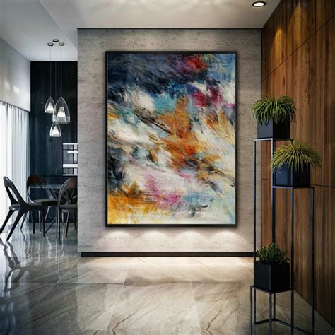 Colorful Abstract Super Extra Large Oversize Vertical Canvas Modern