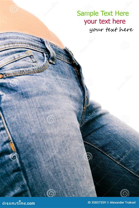 Fit Female In Blue Jeans Isolated On White Stock Image Image Of