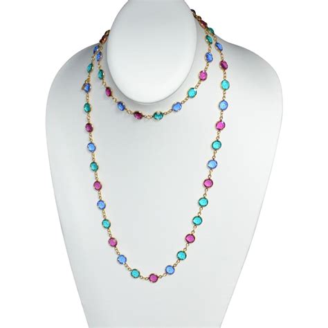 Swarovski 35 Long Multi Colored Crystal Necklace From
