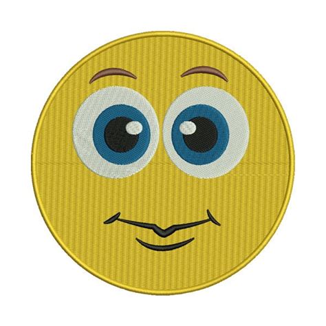 Quirky Smiling Face Emoji Embroidery Design Digitemb