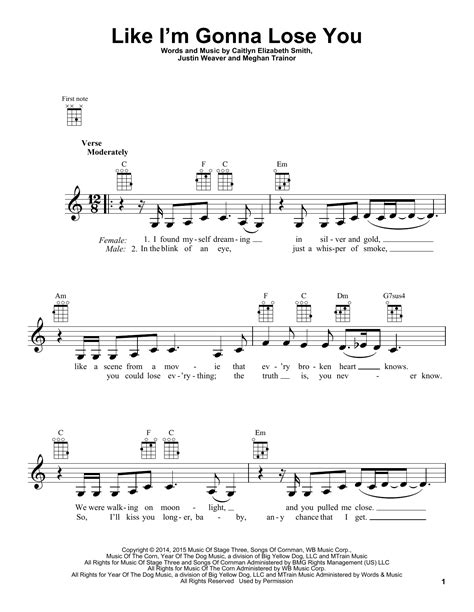 Wherever we're st{c}anding i won't take you now you can play this song on your guitar with these like i am gonna lose you guitar chords and strumming pattern by meghan trainor ft. Like I'm Gonna Lose You | Sheet Music Direct