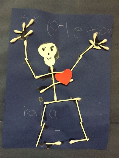 Skeleton Made Out Of Q Tips Made By Our Junior Kindergarten Class