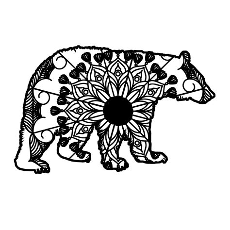Black Bear Mandala Animal Svg T-Shirt Designs in 2021 | Black bear svg