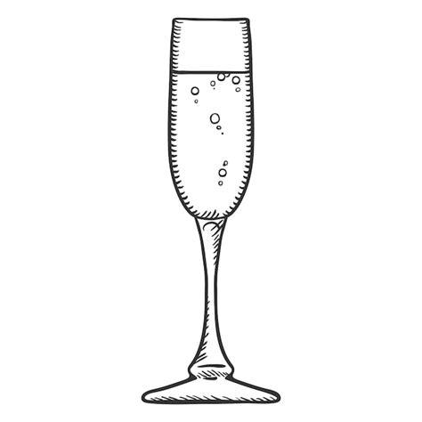 Croquis De Vecteur Verre De Champagne Vecteur Premium