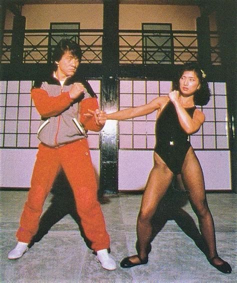 Jackie Chan And Michiko Nishiwaki On The Set Of My Lucky Stars