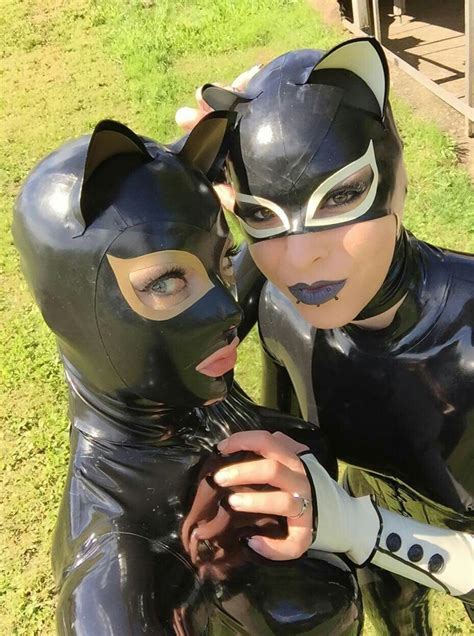 Latex Hood Latex Suit Gas Mask Cat Playing Cat Girl Catsuit