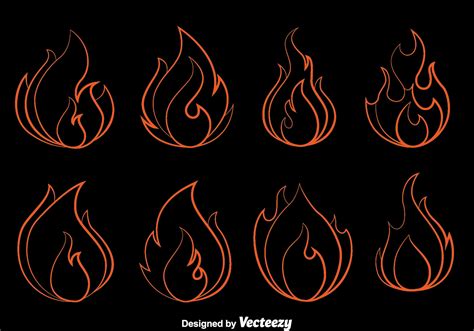 Fire Flame Outline Vector 127660 Vector Art At Vecteezy