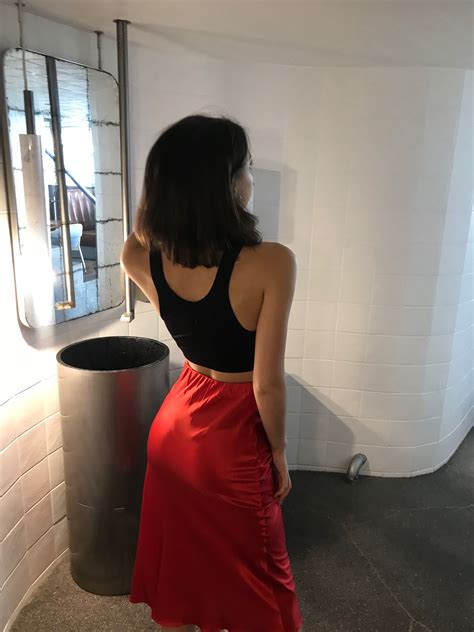 Red Silk Skirt Midi Long A Line Skirt Outfit Stretch Silk Slip Bias