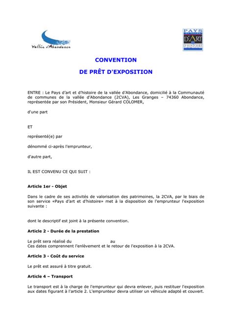 Convention De Pret D`exposition Et De Documents