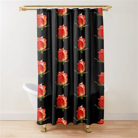 Romantic Red Rose Bud Shower Curtain By Star58 Watercolor Shower Curtain Red Roses Curtains