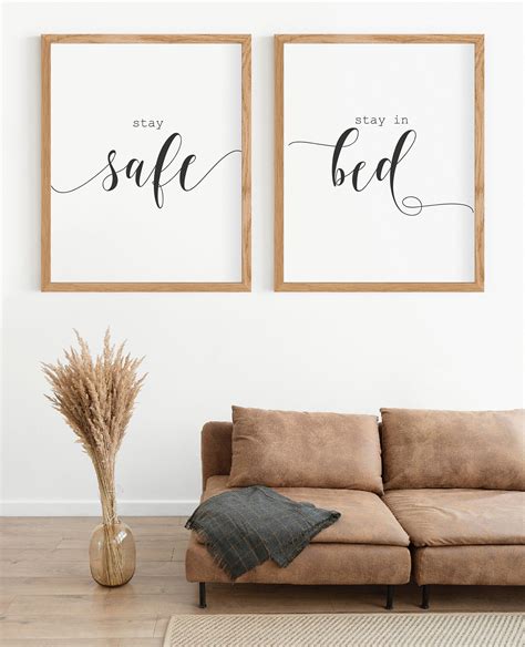 stay safe stay in bed printable inspirational quote set 2 minimalist prints quote bedroom wall