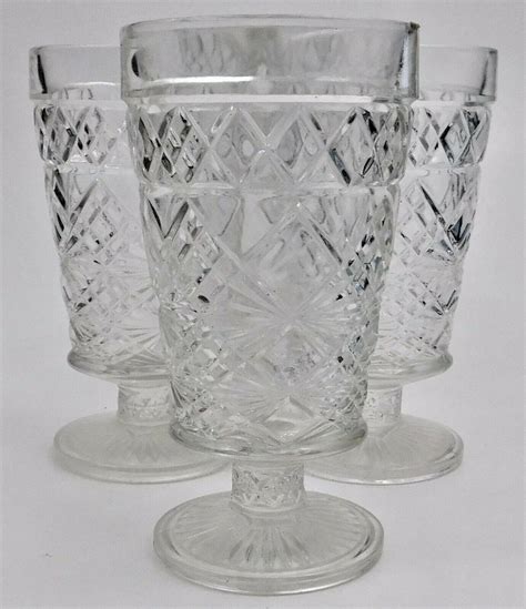Hazel Atlas Gothic Big Top Peanut Butter Footed Water Goblets Glasses