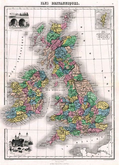 Antique 1870 Map Of Great Britain And Ireland Stock Illustration