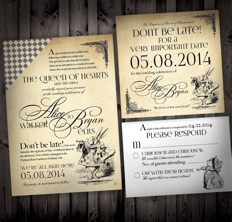 Alice In Wonderland Themed Wedding Invitations By Nimbidesign Alice