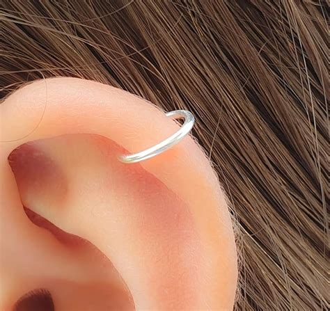 Gauge Silver Cartilage Hoop Mm Solid Silver Hoop Earring Helix