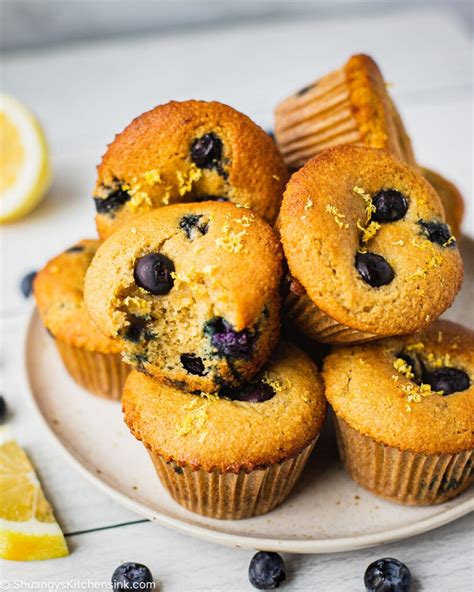 Healthy Blueberry Lemon Muffins Shuangy S Kitchensink