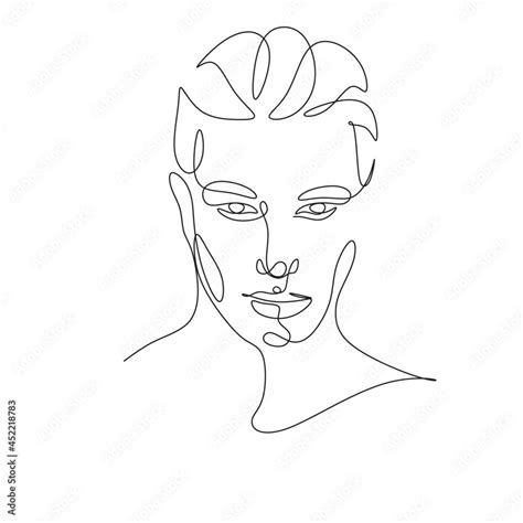 Men Line Art Vector Continuous One Line Drawing Of Man Portrait